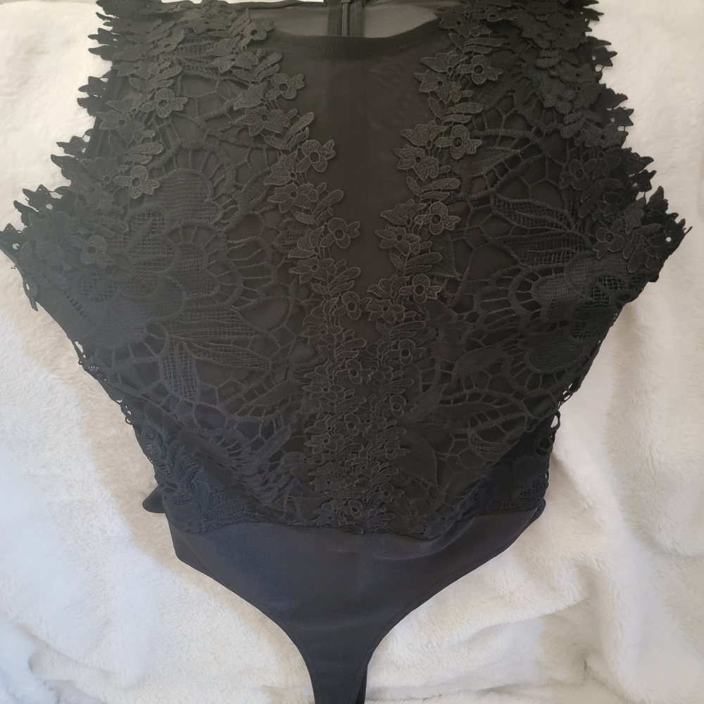 Elegant Black Lace Bodysuit